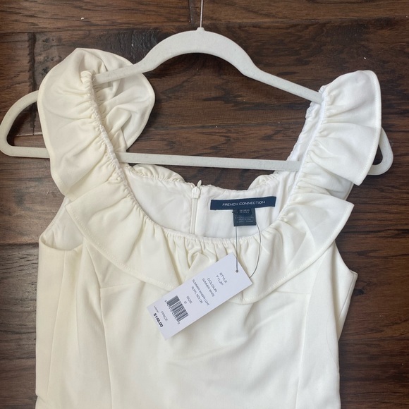 FRENCH CONNECTION SUMMER WHITE RUFFLE DRESS - Picture 6 of 8